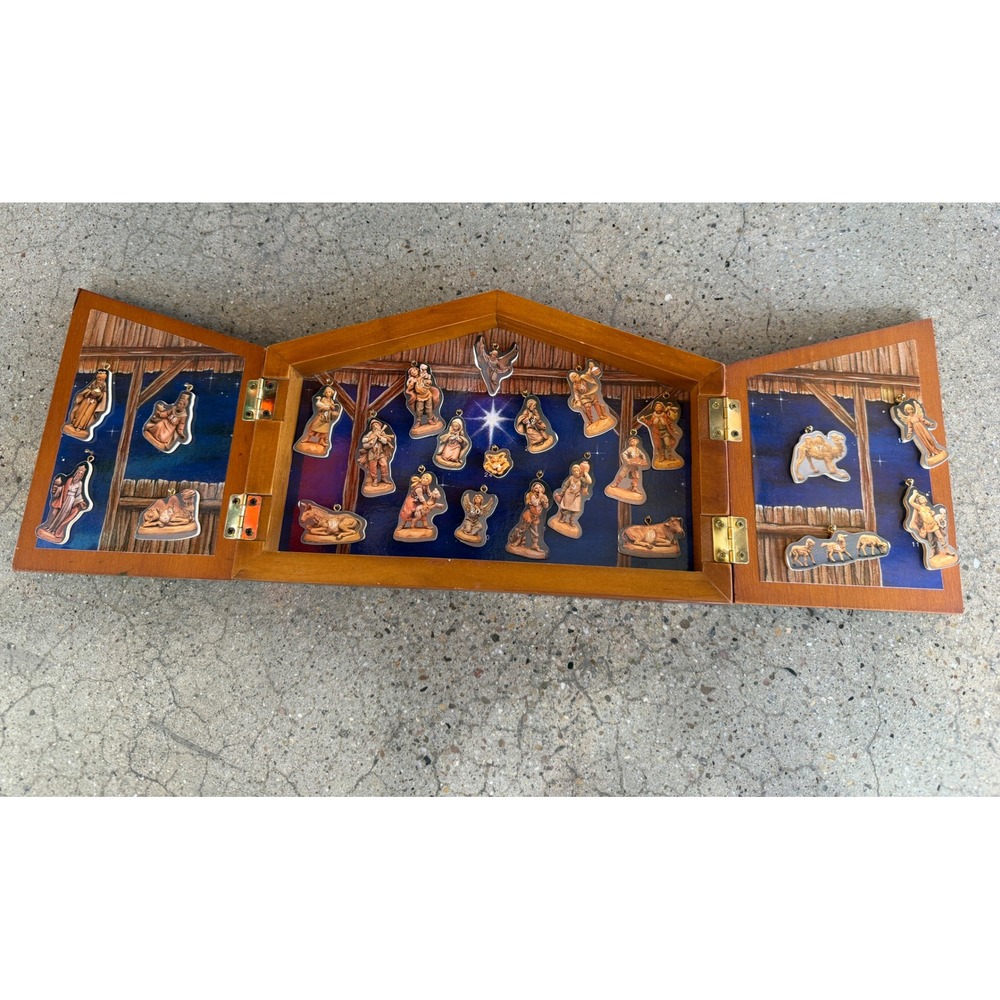 Fontanini Advent Calendar 65100 Wood Triptych Nativity Ornaments Roman Christmas